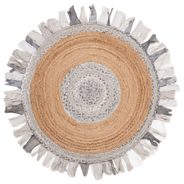 Safavieh Cape Cod Collection CAP701 Rug, Light Grey/Natural, 3' Round