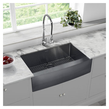 A Front Sinks For 2022, Farmhouse Kitchen Sink Black Stainless Steel