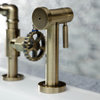 KS2333CG Bridge Kitchen Faucet With Brass Sprayer, Antique Brass