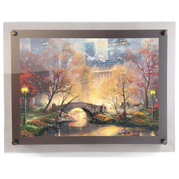 Thomas Kinkade Central Park in the Fall PolyPix Print in LED Frame