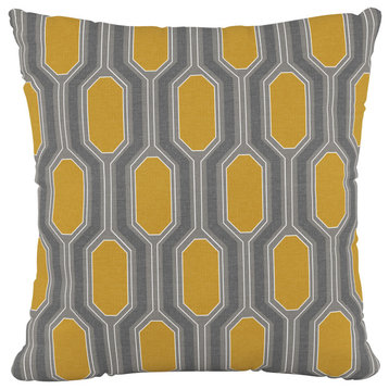 18" Decorative Pillow, Hexagon Yellow
