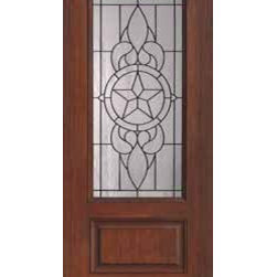 House Single Door 80 Fiberglass Brazos 1 Panel 3/4 Lite Glass - Front Doors