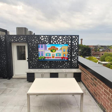 Chicago Rooftop living with two Samsung 75" Terrace TV's