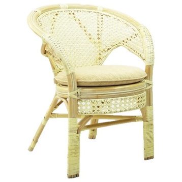 Pelangi Lounge Chair, Natural Rattan Wicker, Handmade, White Wash