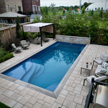 Aurora Fiberglass Pool Custom Composite Deck and Landscaping
