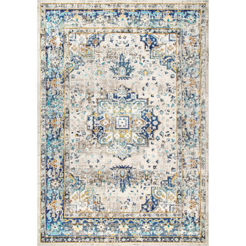 nuLOOM Ainsley Fading Token Traditional Vintage Area Rug, Blue, 2'8"x8' Runner