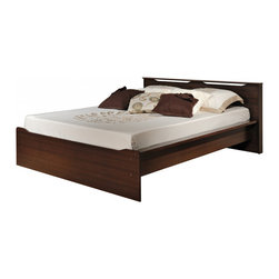 Prepac Coal Harbor Double Platform Bed with Headboard in Espresso - Platform Beds