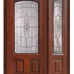 Prehung Side light Door 80 Fiberglass Versailles Arch Lite Glass - Front Doors