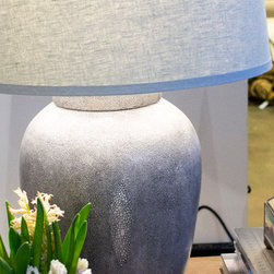 Cabana Home vignette: Shagreen embossed leather Table lamp - Table Lamps
