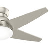 Casablanca 44" Isotope Matte Nickel Low Ceiling Fan, LED Light Kit, Wall Control