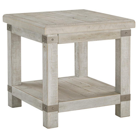 Carynhurst Casual White Wash Gray Rectangular End Table