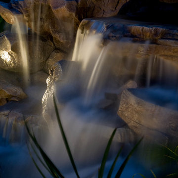 Glendora custom backyard and pool with beautiful outdoor lighting