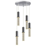 Woodbridge Lighting - Woodbridge Lighting Pixie Chrome LED Pendant, 5l - 14"d - The Pixie collection brings a magical touch to the room. As the name implies, the LED light emits glittering rays of light though a seedy clear crystal glass like magical pixie dust.