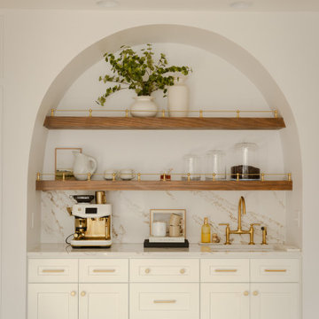 Transitional Kitchen with Custom Arched Coffee Bar