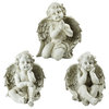 Set of 3 Sitting Cherub Angel Decorative Outdoor Garden Statues 11"