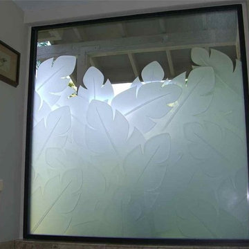 BANANA LEAVES Bathroom Windows - Frosted Glass Designs Privacy Glass
