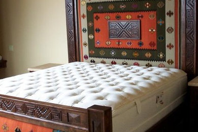 Custom Zapotec rug knotty alder bed