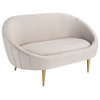 Safavieh Couture Razia Channel Tufted Tub Loveseat, Pale Taupe/Gold