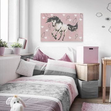 "Grooming Unicorn" Painting Print on Wrapped Canvas
