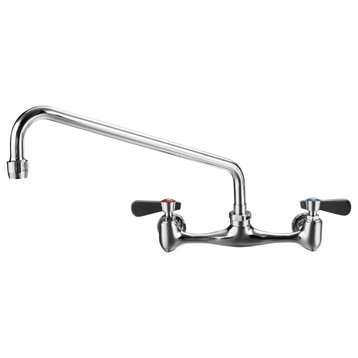 Wall Mount Laundry Faucet With Extended Swivel Spout And Lever Handles