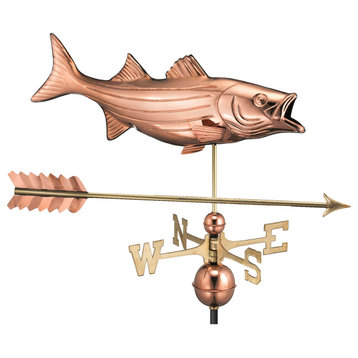 Bass With Arrow Weathervane, Pure Copper
