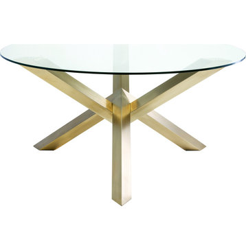 Costa Dining Table - Clear, Gold, large