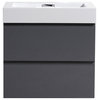 MOF Wall Mounted Vanity With Reinforced Acrylic Sink, High Gloss Gray, 24"