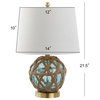 Andrews 21.5" LED Glass and Rope Table Lamp, Brown and Aqua