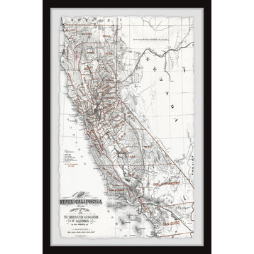 "California Vintage Map II" Framed Painting Print, 20x30