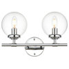 Living District Ingrid 2-Light Chrome & Clear Bath Sconce