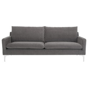 TrueModern Dane Standard Sofa with Fabric Espresso Finish Charcoal 87
