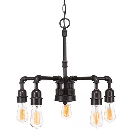 Vintage 5-Light Chandelier, Dark Granite