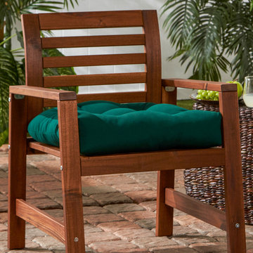 Teak Wood Chair with a Deep Forest Green Cushion