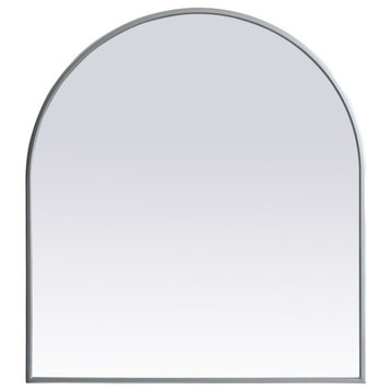 Elegant Decor Metal Frame Arch Mirror 27X30" in Silver
