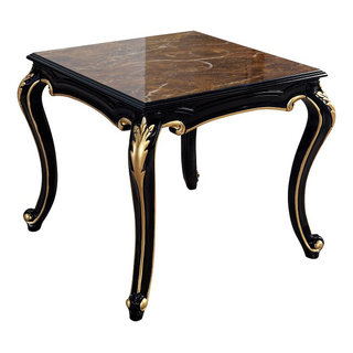 ACME Betria End Table, Engineered Stone Top, Gold & Black Finish ...