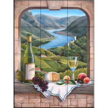 Tile Mural, Rhine Wine Moment by Barbara Felisky