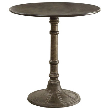 Transitional Bistro Dining Table, Grooved Accented Pedestal Base & Round Top