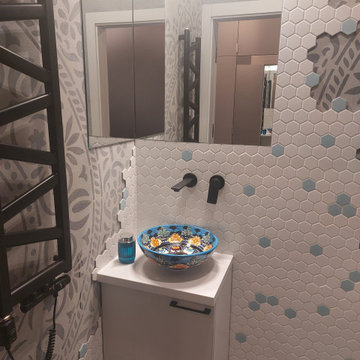 Blue guest bathroom