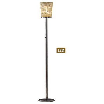 Fifth Avenue Crystal LED Torchiere Floor Lamp With Dimmer, Brass