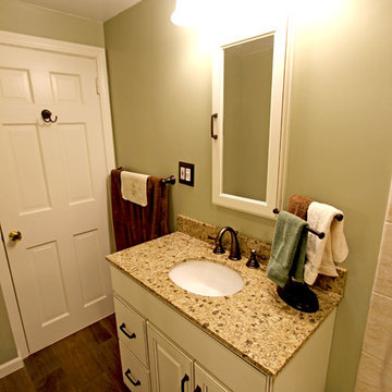Burnt Sienna White Vanity with Granite Coutnertop and Tiled Shower ~ Akron, OH