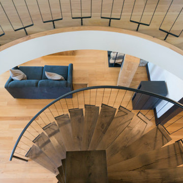 Oak and Steel Spiral Staircase