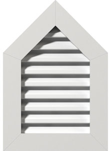 Peaked Top Gable Vent Functional, PVC Gable Vent With 1"x4" Flat Trim Frame