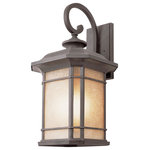 Trans Globe Lighting - San Miguel 20" Wall Lantern - The San Miguel Collection exhibits a unique wall lantern that is perfect for adding supplemental lighting to any outdoor living space. The Mission/Craftsman tone allows the lantern to stand out as both functional and decorative as it lights up any outdoor setting.  San Miguel 20" Wall Lantern has a scroll arm detail that extends from a rectangular back plate to suspend and hold the fixture.  Invoke the spirit of Spanish missions with the San Miguel Collection, uniquely blending features from Japanese gardens, Spanish missions, and Craftsman design.  Tea Stain Linen glass windows are metal trimmed. The San Miguel Collection provides great outdoor ornamentation while serving as a perfect source for your outdoor lighting requirements. Truly a customer favorite!