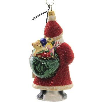 Joy To The World Galician Santa With Presents Ornament Red Bead Metzler Bros