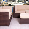 Nice Deluxe 5-Piece Wicker Patio Sectional Set With Antique Beige Cushions