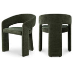 Meridian Furniture - Rendition Plush Fabric Upholstered Dining Chair, Green, Set of 2 - Make guests do a double take when you seat them in this fabulous Rendition fabric dining chair. This lovely chair is as eye-catching as it is modish and fun, with a curved back that supports your body so you can relax and unwind while you dine. Soft green plush fabric is welcoming and soft, and a frame made from iron retains impeccable durability to hold up to long-term use.