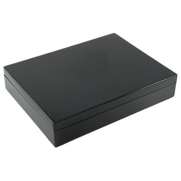 Lacquer Long Stationery Box Box, Black