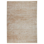 Jaipur Living - Vibe Evanthe Abstract Gold and Ivory Area Rug, 5'3"x7'6" - The stunning En Blanc collection captures the elegance of neutral, vintage-inspired patterns and melds Old World aesthetics with an updated and luxurious vibe. The Evanthe rug boasts a heathered motif in hues of ivory, gray, beige, and golden tan. Soft and lustrous, this chameleon-like design emulates the timeless style of a Turkish hand-knotted rug, but in an accessible polyester and viscose power-loomed quality.