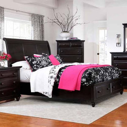 Broyhill Furniture - Farnsworth Eastern King Sleigh Bed in Inky Black Stain - 48 - Bedroom Furniture Sets