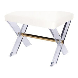 Worlds Away Dixon White Brass Base Stool - Bar Stools And Counter Stools